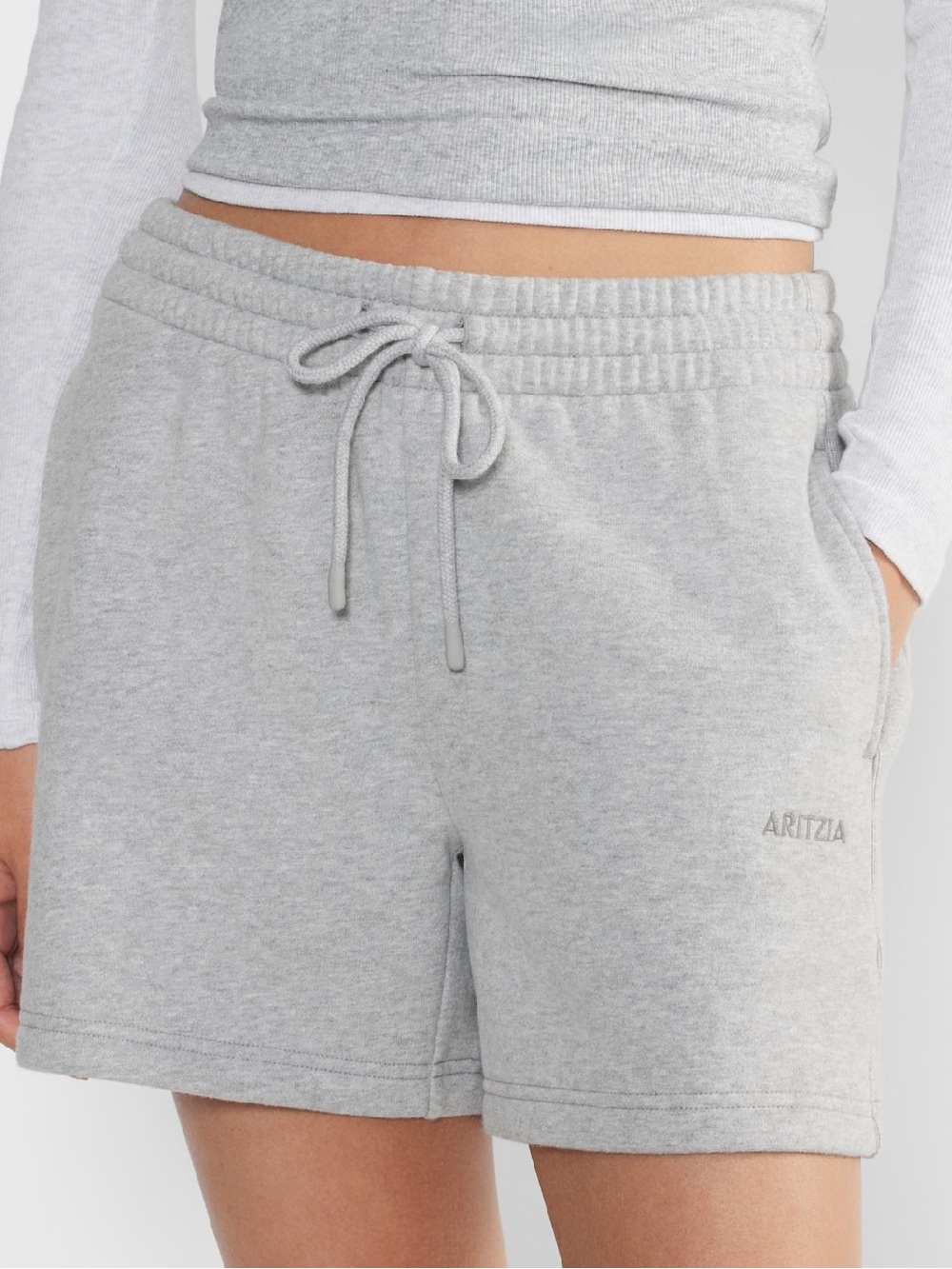 Aritzia Cozy Sweatfleece Boyfriend Mid-Thigh Short Gray XL